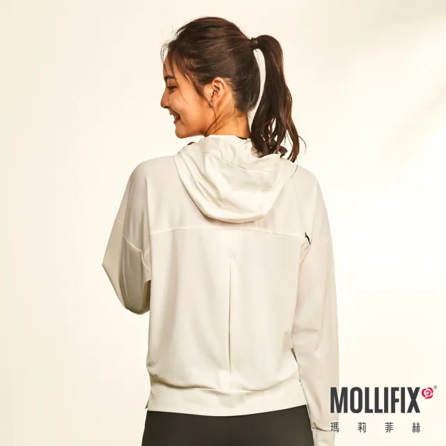【Mollifix 瑪莉菲絲】涼感四面彈力訓練外套、瑜珈服、瑜珈上衣、運動外套(米白)