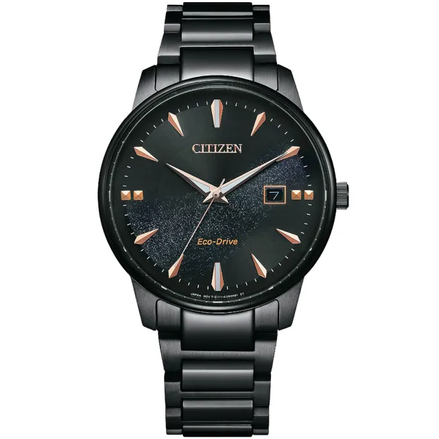 【CITIZEN 星辰 官方授權】亞洲限定 光動能銀河黑金限定款男錶-39.2mm 禮物(BM7595-89E)