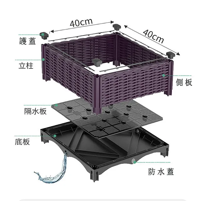 蔬菜種植箱 二連加長型(長方形 組合式 菜盆 陽臺樓頂 花槽 種植 種菜盆 陽台種菜 養殖箱 堆肥箱 植栽盆)