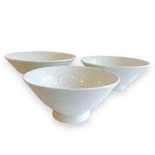 【Ciao Li 僑俐】日本製雪白麻葉三件麵碗組(日本美濃燒麵碗系列 日本製造)