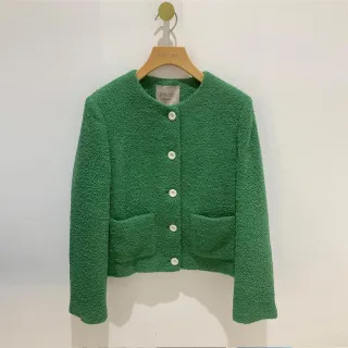 【EPISODE】簡約百搭圓領羊毛混紡短版外套125103（綠）