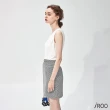 【iROO】異材質併接細格紋洋裝