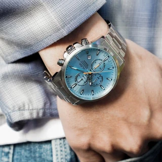 【ALBA】雅柏 冰藍三眼計時手錶-43mm(AM3913X1/VD57-X209B)