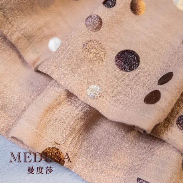 【MEDUSA 曼度莎】現貨-圓點抽褶嫘縈方領上衣（M-XL）｜女上衣 女短袖上衣 涼感(101-75801)