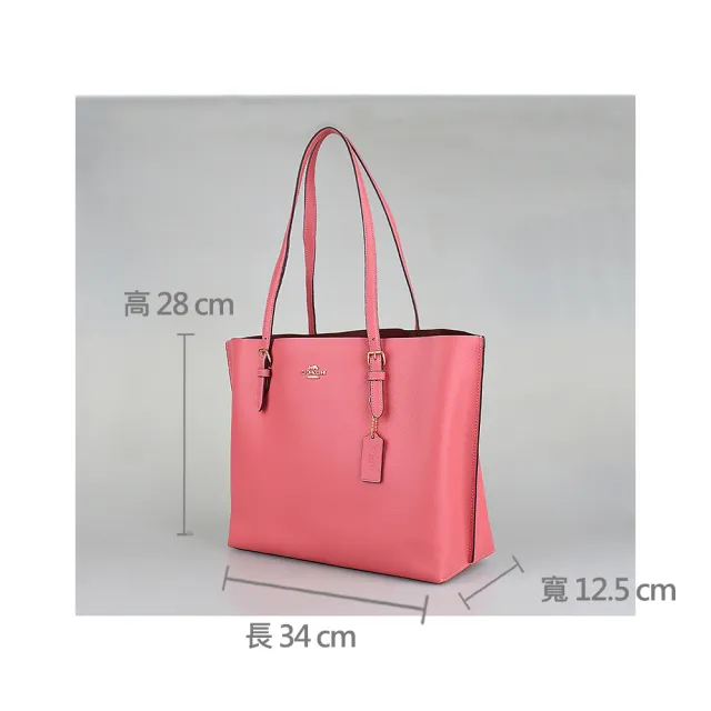 【COACH】COACH MOLLIE金字LOGO荔枝紋牛皮肩背包(太妃糖粉x粉橘)