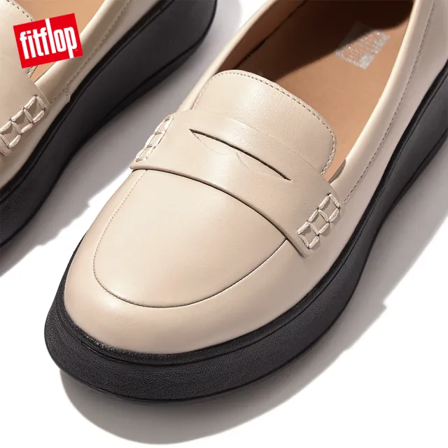 【FitFlop】F-MODE LEATHER FLATFORM PENNY LOAFERS厚底樂福鞋-女(白石色)