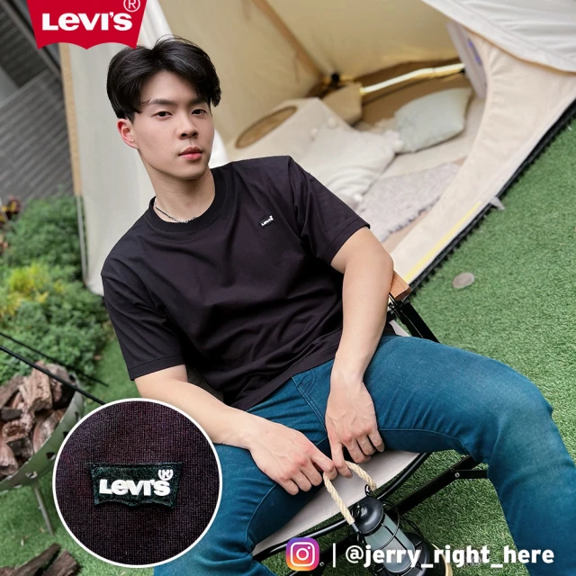 LEVIS 官方旗艦 男款 重磅短袖T恤 / 精工迷你立體膠印Logo / 220GSM厚棉 黑 熱賣單品 A6382-0001