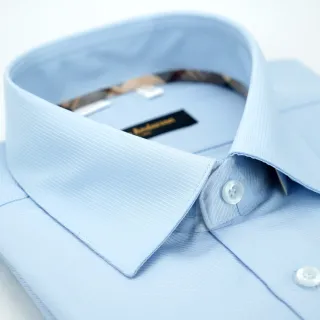 【金安德森】經典格紋繞領藍色暗紋吸排窄版短袖襯衫-fast