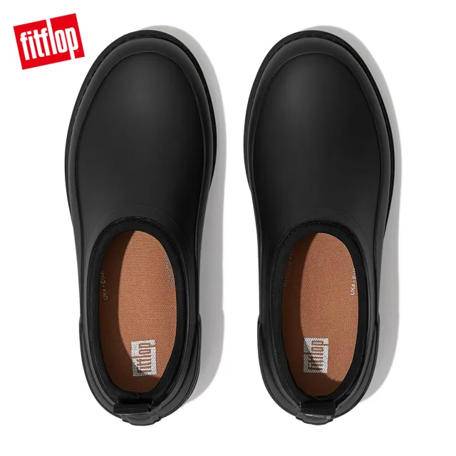 【FitFlop】WONDERCLOG NEON-POP WATERPROOF RUBBER CLOGS輕量雨鞋-女(靚黑色)