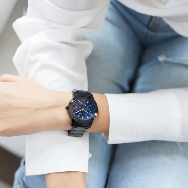 【Relax Time】三眼時尚腕錶/藍面錶盤38mm(R0800-16-07)