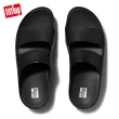 【FitFlop】SHUV TWO-BAR LEATHER SLIDES簡約造型雙帶涼鞋-女(靚黑色)