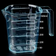 【寶盒百貨】2入日本製 500ml 段差計量杯 塑膠單耳量杯(帶刻度樹脂量杯 廚房烘焙工具 藍透明款)