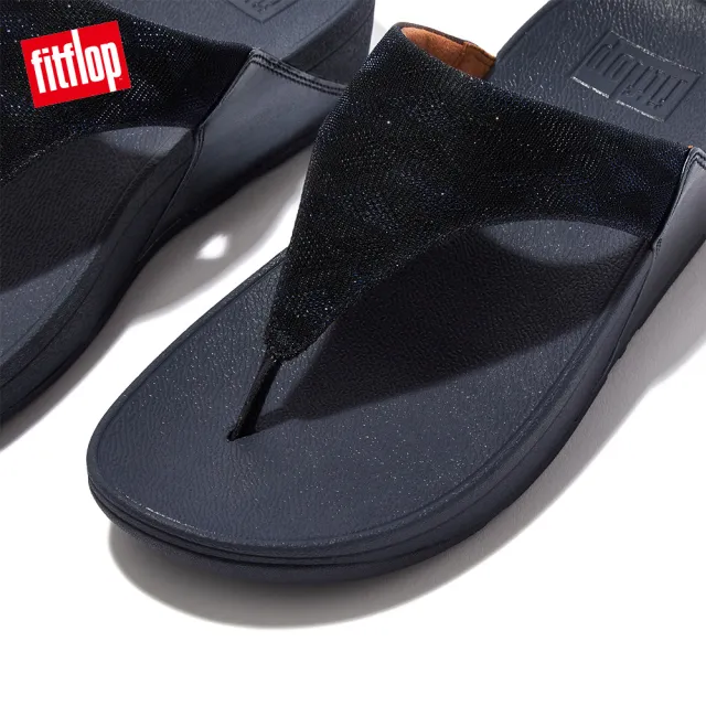 【FitFlop】LULU GLITZ TOE-POST SANDALS金屬亮粉造型夾脚涼鞋-女(午夜藍)