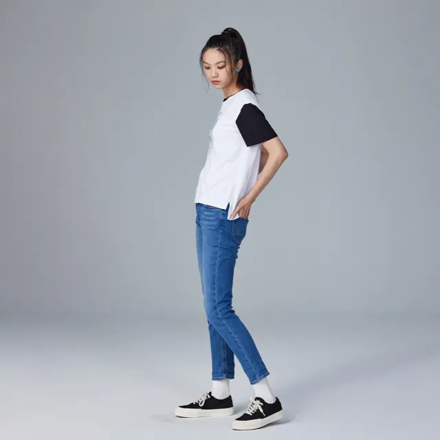 【Lee】女裝 牛仔褲 / 401 中腰標準小直筒 九分褲 中藍洗水(LB317032578)