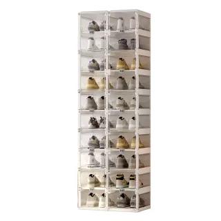 【hoi! 好好生活】ANTBOX 螞蟻盒子免安裝折疊式鞋盒20格側板透明無色款(鞋櫃 鞋架 收納櫃)