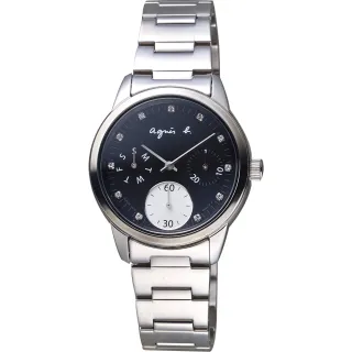 【agnes b.】晶鑽時尚女錶-黑x銀/32mm 禮物 送禮 推薦(BP6001J1/VD75-00A0D)