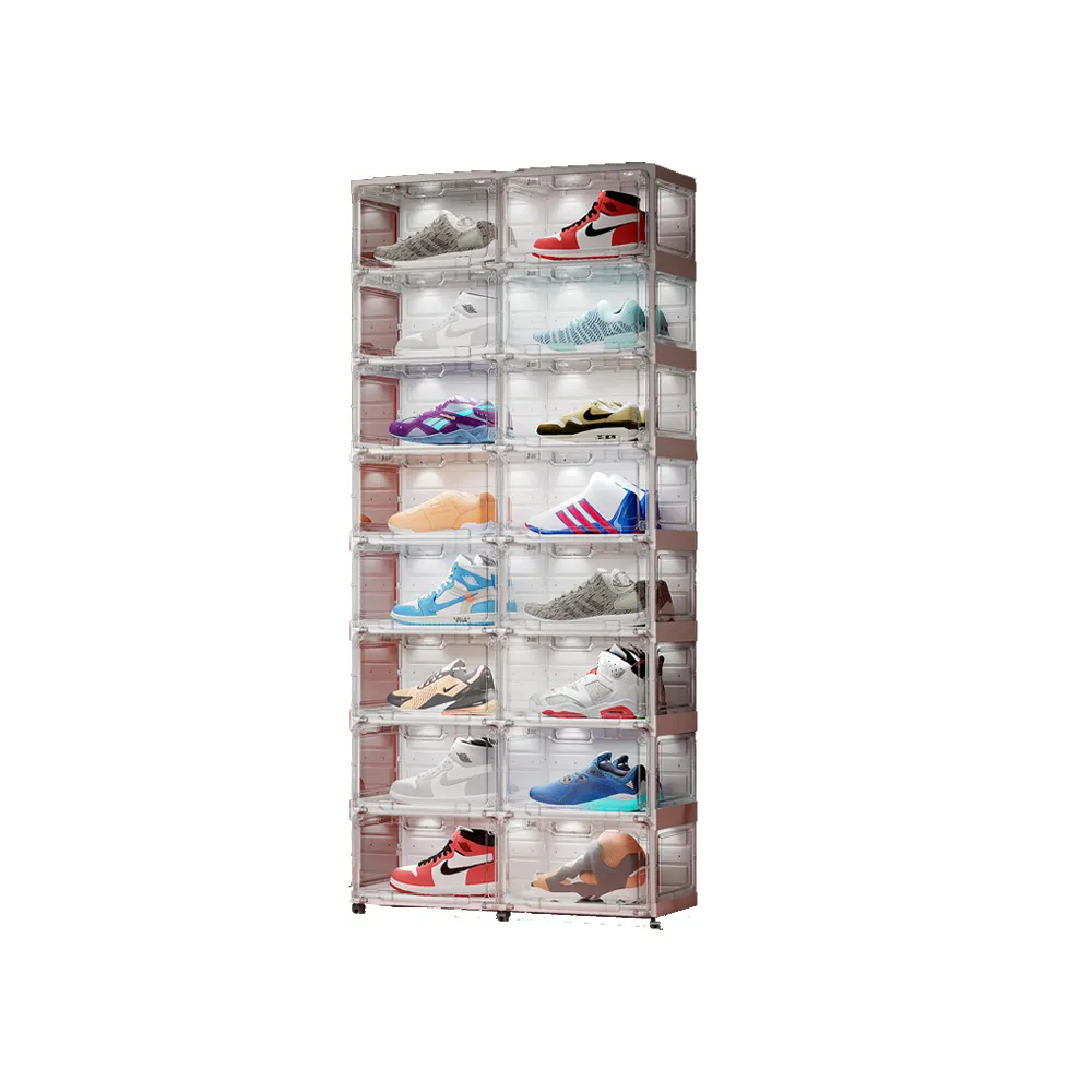 【hoi! 好好生活】ANTBOX 螞蟻盒子免安裝折疊式聲控發光鞋盒16格(鞋櫃 展示盒 收藏盒)