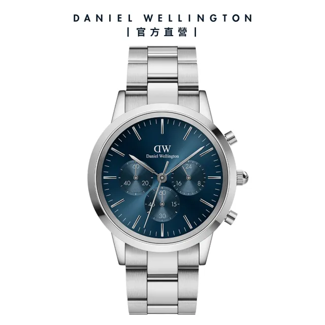 【Daniel Wellington】DW 手錶 Iconic Chronograph 42ｍｍ極地藍三眼精鋼錶藍錶盤(DW00100644)