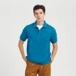 【JOHN HENRY】袖子色塊條紋配色POLO衫-藍色
