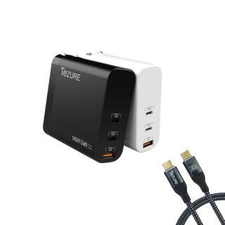 【TeZURE】140w GaN 氮化鎵充電器 2C1A 三孔快充 BSMI認證(筆電/手機/mac/平板都可充)