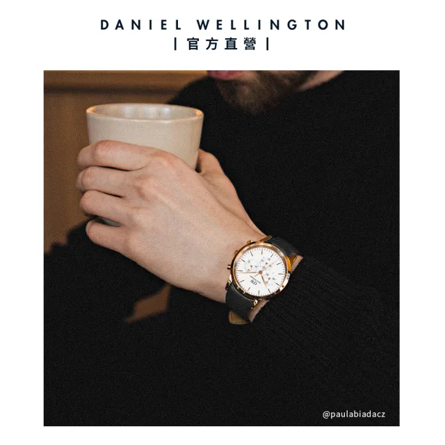 【Daniel Wellington】DW 手錶 Iconic Chronograph 42ｍｍ冰川白三眼皮革錶白錶盤(DW00100646)