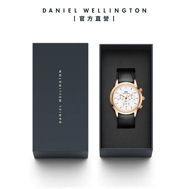 【Daniel Wellington】DW 手錶 Iconic Chronograph 42ｍｍ冰川白三眼皮革錶白錶盤(DW00100646)