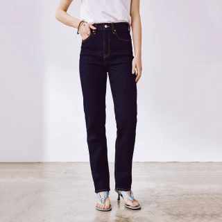 【BRAPPERS】女款 環保再生棉系列-高腰彈性小直筒褲(深藍)
