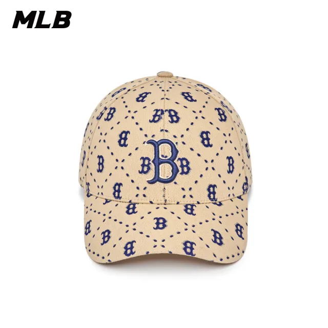 【MLB】可調式硬頂棒球帽 MONOGRAM系列 波士頓紅襪隊(3ACPM023N-43SAL)