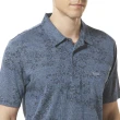【Lynx Golf】男款歐洲進口絲光面料優美碎花圖樣典雅胸袋款短袖POLO衫(深藍色)