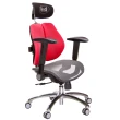 【GXG 吉加吉】雙軸枕 中灰網座  摺疊滑面扶手 雙背電腦椅(TW-2704 LUA1J)