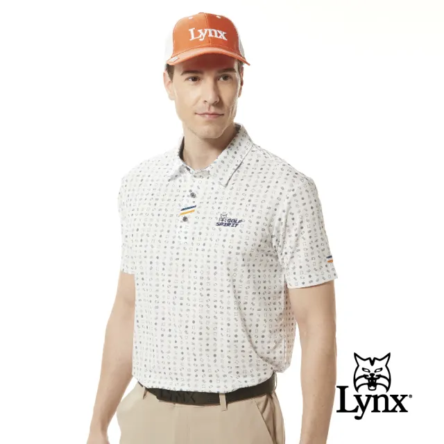 【Lynx Golf】男款銀離子抗菌除臭配色織帶造型數位電玩印花短袖POLO衫/高爾夫球衫(二色)