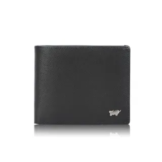 【BRAUN BUFFEL 德國小金牛】台灣總代理 亞當 12卡中間翻透明窗短夾-黑色(BF504-317-BK)
