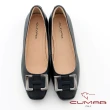 【CUMAR】小方頭金屬H飾釦內增高低跟鞋(黑色)