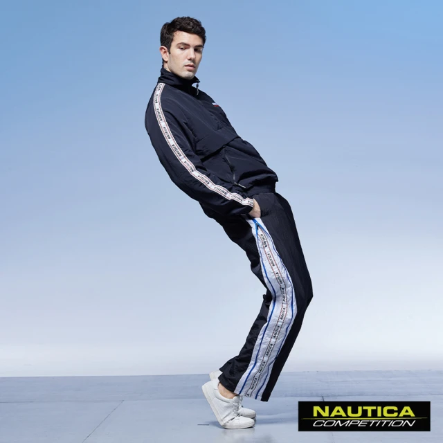 NAUTICA 男裝 COMPETITION撞色LOGO織條運動長褲(黑色)