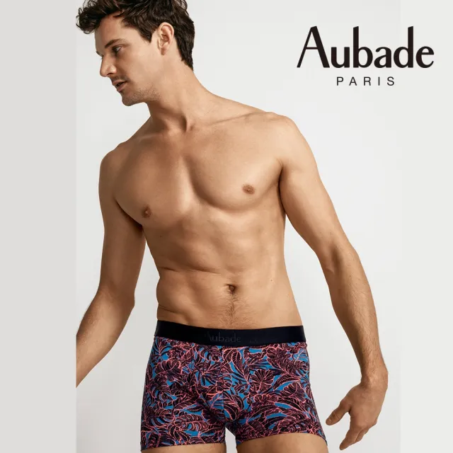 【Aubade】舒棉頂級莫代爾棉 彈性四角男褲 平口褲(熱帶霓虹-2314)