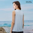 【Diffa】領拼接羅紋無袖上衣-女