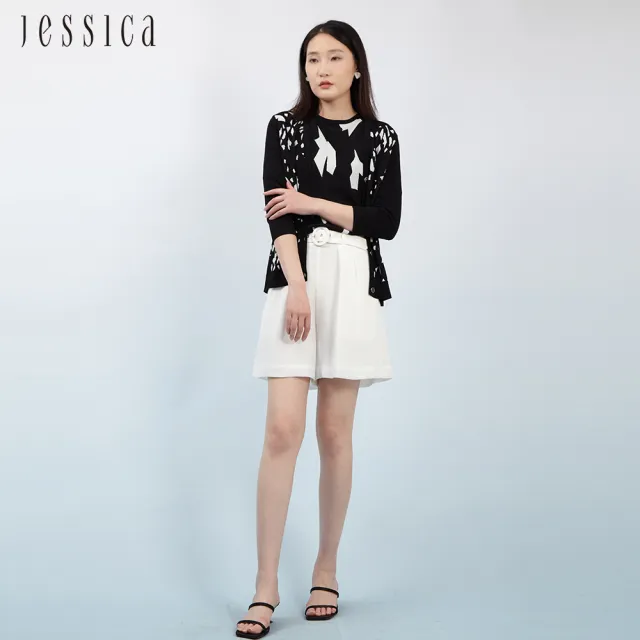 【JESSICA】百搭幾何印花V領針織開衫外套233243