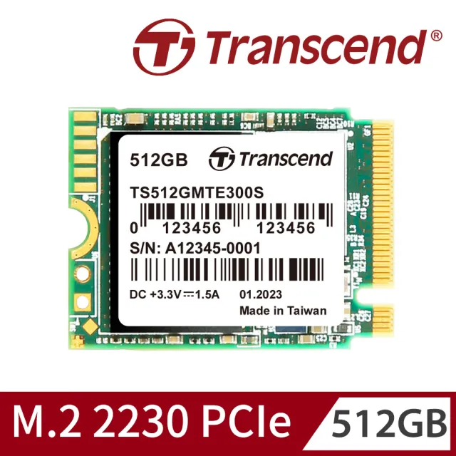 Transcend 創見】MTE300S 512GB M.2 2230 PCIe Gen3x4 SSD固態硬碟