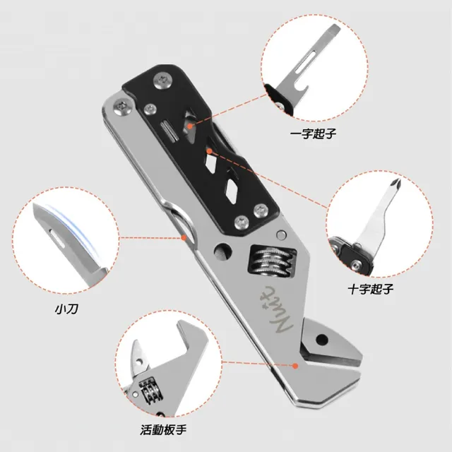 【NUIT 努特】不鏽鋼多功能板手 努特露營裝備訂製常用維修工具 板手螺絲起子六角板手(NTF293)