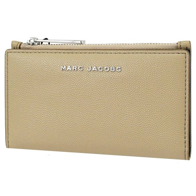 MARC JACOBS 馬克賈伯 金屬LOGO信用卡法式扣式零錢短夾(淺褐)