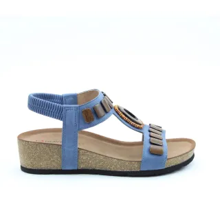 【heavenlyfeet】英國舒適品牌民族風工字楔型涼鞋-MADRID(丹寧藍)