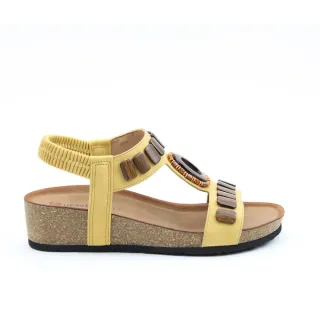 【heavenlyfeet】英國舒適品牌民族風工字楔型涼鞋-MADRID(芥末黃)