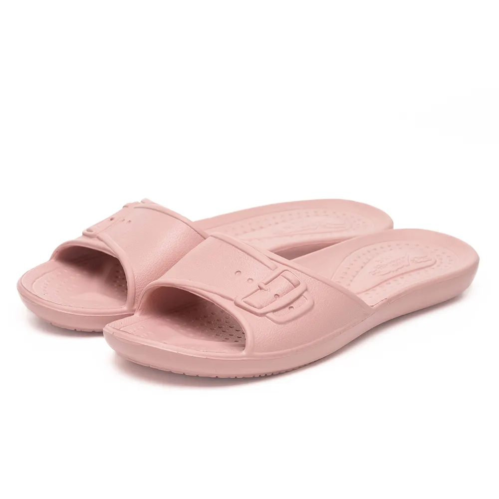 【母子鱷魚】-官方直營-卡扣造型超輕量拖鞋-深粉(男女款)
