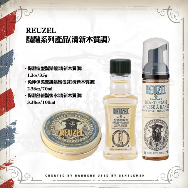 【REUZEL】免沖保濕養護鬍鬚泡沫-清新木質調(70ml)