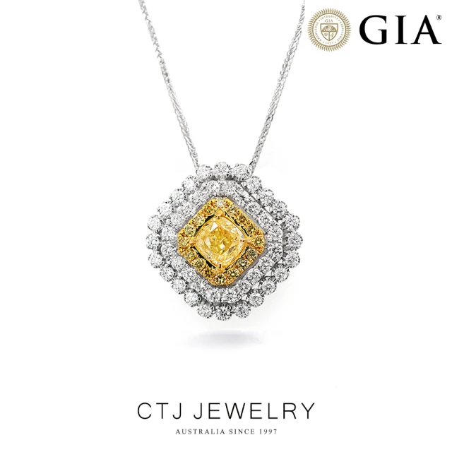 CTJ GIA 1克拉 Fancy Yellow 18K金 黃彩鑽石項鍊