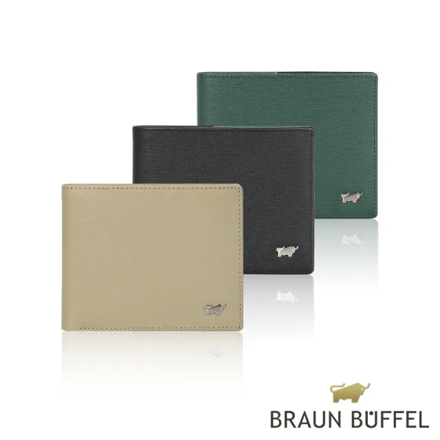 【BRAUN BUFFEL 德國小金牛】台灣總代理 瓦拉頓 8卡男夾-黑色(BF397-313-BK)