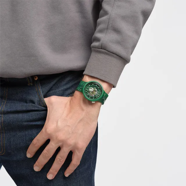 【SWATCH】BIG BOLD系列手錶 CAMOFLOWER GREEN 男錶 女錶 瑞士錶 錶(47mm)