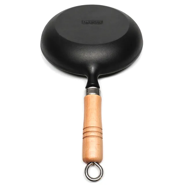 【南部鐵器】福介商店 日本鑄鐵鍋 岩鑄 歐姆蛋木柄平底鍋 21cm IH爐可用鍋 平底鍋 炒鍋 煎鍋