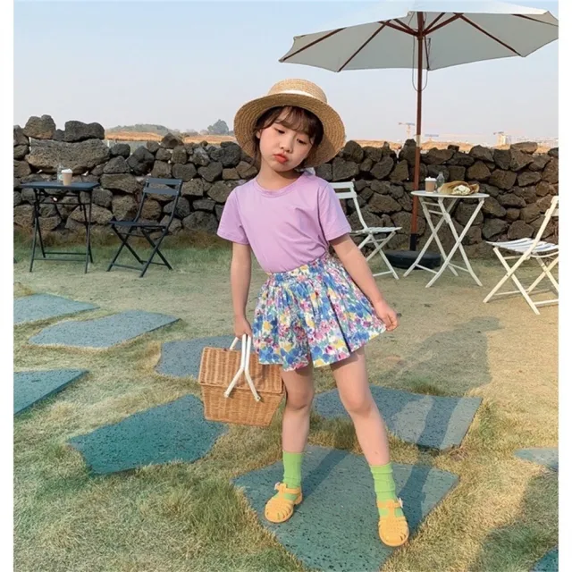 【安朵童舖】現貨韓版兒童碎花短褲裙女童花苞裙褲女寶時尚百搭裙褲短褲(027)