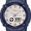 【CASIO 卡西歐】BABY-G 圓形多層次金屬時標時尚雙顯錶-深藍(BGA-280BA-2A 防水100米)